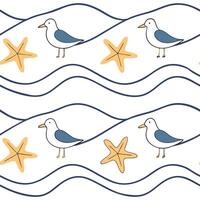 Relaxing summer seamless pattern with soft waves and sandy beaches for tranquil coastal spaces concept as Soft waves and sandy beaches arranged in a seamless pattern for creating a Cleans vector