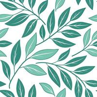 Refreshing summer leaves seamless pattern with mint and sage leaves for a cool crisp interior vibe concept as Mint and sage leaves arranged seamlessly to create a refreshing crisp Cleans Set 2 vector