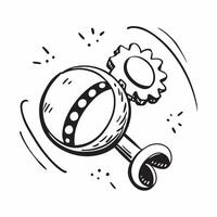 Rattle icon with copy space on a blue background concept as A image of a rattle icon with ample copy space on a blue background perfect for baby toys and play themed visuals Cleans vector
