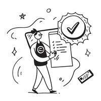 Quality Assurance Specialist with Shield and Certificate concept as An image of a quality assurance specialist with a shield and certificate set against a dreamy background offerin Cleans vector