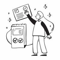 Quality Manager with Control Plan and ISO9001 Certificate concept as An image of a quality manager with a control plan and ISO9001 certificate set against a whimsical background of Cleans vector