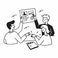 Project team presenting their findings in a business meeting concept as A illustration of a project team presenting their findings in a business meeting featuring a 3 color Cleans Set 2 vector