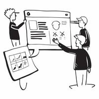 Project manager presenting progress in a team meeting concept as A illustration of a project manager presenting progress in a team meeting featuring a 3 color scheme to emph Cleans Set 2 vector