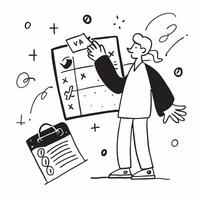 Project Manager with Gantt Chart and Clipboard concept as A project manager reviewing a Gantt chart and holding a clipboard set against a dreamy background offering ample space for Cleans vector