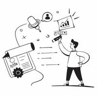 Project Manager with Plan and Speaker concept as An image of a project manager with a plan and speaker set against a dreamy background offering ample space for text or graphics sym Cleans vector