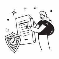 Policy Advisor with Document and Shield concept as An image of a policy advisor with a document and shield set against a dreamy background offering ample space for text or graphics Cleans vector