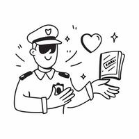 Police Officer with Badge and Heart concept as An image of a police officer with a badge and heart symbol set against a dreamy background offering ample space for text or graphics Cleans vector