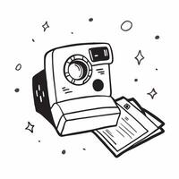 Polaroid Camera with Obsolete Certificate and Instant Photos concept as A Polaroid camera with an obsolete certificate and instant photos set against a dreamy background offering a Cleans vector