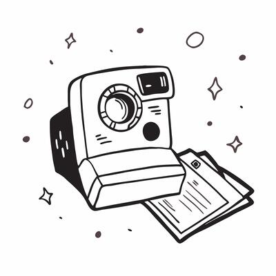 Polaroid Camera with Obsolete Certificate and Instant Photos concept as A Polaroid camera with an obsolete certificate and instant photos set against a dreamy background offering a Cleans