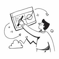 Planner with Map and Strategy Chart concept as A business planner holding a map and a strategy chart set against a whimsical background offering ample space for text or graphics sy Cleans vector