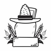 Pilgrim hat and corn stalks on a table with copy space concept as A table featuring a Pilgrim hat and corn stalks symbolizing Thanksgiving tradition with plenty of blank space for Cleans vector