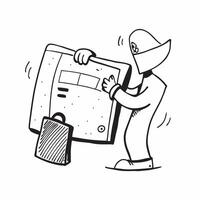 Person with Suitcase and Map for Travel Service concept as A person holding a suitcase and map set against a blank background providing space for text or graphics symbolizing effic Cleans Set 2 vector