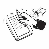 Person with Tablet and Stylus for Design Service concept as A person using a tablet and stylus set against a Cleans background offering ample space for text or graphics symbolizing Cleans vector