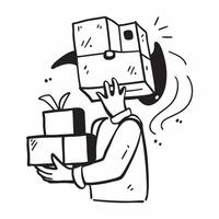 Person with Packages and Efficient Delivery Service concept as A person handling packages symbolizing efficient delivery service set against a Cleans background with space for text Cleans vector