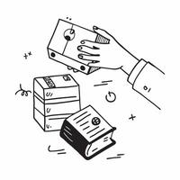 Person with Packages and Fast Delivery Service concept as A person handling packages symbolizing fast and efficient delivery service set against a Cleans background offering space f Cleans vector
