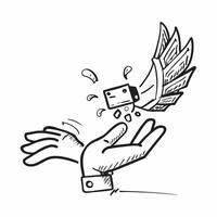 Person with Money Wings concept as A person depicted with money as wings against a blank background offering space for text or graphics symbolizing financial freedom and upward mob Cleans vector