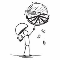 Person with Money Parasol concept as A person holding a parasol made of money set against a blank background providing ample space for text or graphics symbolizing wealth and elega Cleans vector