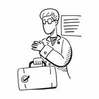 Person with Medical Bag and Stethoscope for Healthcare Service concept as A person holding a medical bag and stethoscope set against a blank background providing space for text or Cleans Set 2 vector