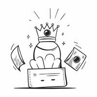 Person with Money Crown concept as A person wearing a crown made of money set against a Cleans background with ample space for text or design elements symbolizing wealth and authori Cleans vector