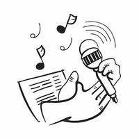 Person with Microphone and Music Sheet for Music Service concept as A person holding a microphone and music sheet set against a Cleans background offering space for text or graphics Cleans Set 2 vector