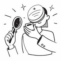 Person with Makeup Kit and Mirror for Beauty Service concept as A person holding a makeup kit and mirror set against a blank background providing space for text or graphics symboli Cleans vector