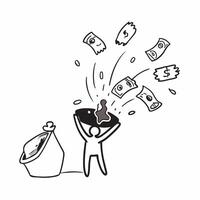 Person with Money Fountain concept as A person with a fountain of money flowing around them set against a blank background offering space for text or design elements symbolizing fi Cleans vector