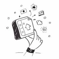 Person with Magic Laptop and Floating Tech Icons concept as A person holding a magic laptop with floating tech icons set against a Cleans background providing space for text or grap Cleans vector
