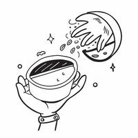 Person with Magic Cooking Pot and Floating Ingredients concept as A person holding a magic cooking pot with floating ingredients set against a Cleans background providing space for Cleans vector
