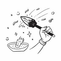 Person with Magic Brush and Floating Paints concept as A person holding a magic brush with floating paints set against a blank background offering space for text or graphics symbol Cleans vector