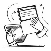 Person with Laptops and Efficient Tech Assistance concept as A person providing tech assistance with a laptop set against a blank background offering space for text or graphics sym Cleans vector