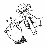 Person with Hammer and Nails for Construction Service concept as A person holding a hammer and nails set against a Cleans background offering space for text or graphics symbolizing Cleans Set 2 vector