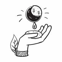 Person with Green Coin and Water Drop concept as A person holding a green coin and a water drop with a Cleans background offering ample space for text or graphics symbolizing financ Cleans vector