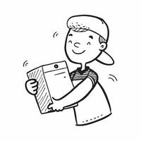 Person with Delivery Bag and Dedicated Service concept as A person holding a delivery bag symbolizing dedicated service set against a Cleans background offering space for text or gr Cleans vector