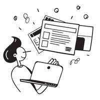 Person with Credit Card and Laptop concept as A person using a credit card and laptop for financial services set against a plain background with space for text or design elements Cleans vector