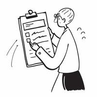 Person with Clipboard and Systematic Service Management concept as A person holding a clipboard ensuring systematic service management set against a Cleans background offering space Cleans vector