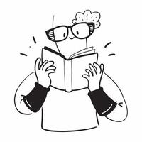Person with Book and Reading Glasses for Library Service concept as A person holding a book and wearing reading glasses set against a Cleans background offering space for text or gr Cleans vector
