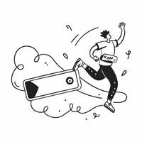 Person with an action camera hiking trail and fitness tracker overlay symbolizing adventure tech with copy space concept as A person intertwined with an action camera hiking trail Cleans vector