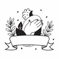 Person with a turkey and autumn leaves overlay symbolizing Thanksgiving dinner with copy space concept as A person intertwined with a turkey and autumn leaves representing the ess Cleans vector