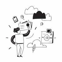 Person with a travel camera cloud storage and photo editing app overlay symbolizing tech enhanced travel photography with copy space concept as A person intertwined with a travel Cleans vector