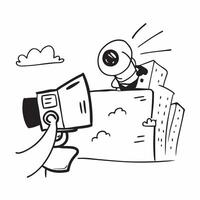 Person with a timelapse camera cityscape and dynamic range overlay symbolizing urban timelapse with copy space concept as A person intertwined with a timelapse camera cityscape an Cleans vector