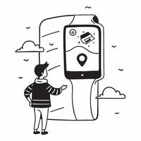 Person with a smartwatch coastal road and travel planner overlay symbolizing tech assisted coastal journeys with copy space concept as A person intertwined with a smartwatch coast Cleans vector