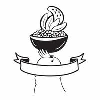 Person with a roasted squash and serving spoon overlay symbolizing Thanksgiving side dishes with copy space concept as A person intertwined with roasted squash and a serving spoon Cleans vector