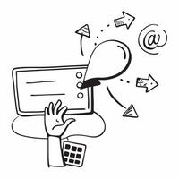 Person with a laptop and pay per click PPC icons overlay symbolizing PPC marketing with copy space concept as A person intertwined with a laptop and PPC icons representing the str Cleans vector