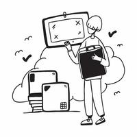 Person with a smart luggage airport view and travel organizer overlay symbolizing efficient tech savvy travel with copy space concept as A person intertwined with a smart luggage Cleans vector
