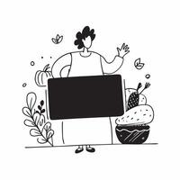 Person with a festive table and fall decor overlay symbolizing Thanksgiving celebration with copy space concept as A person intertwined with a festive table and fall decor represe Cleans vector