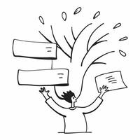 Person with a gratitude tree and notes overlay symbolizing expressions of thanks with copy space concept as A person intertwined with a gratitude tree and notes representing a vis Cleans vector