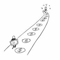 Person Walking on Money Path concept as A person walking on a path made of money with a Cleans background providing ample space for text or graphics symbolizing the journey to wealt Cleans vector