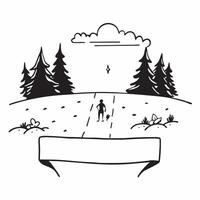 Person walking a trail through the forest with a dog with copy space concept as A person walking a trail through the forest with a dog symbolizing freedom companionship and nature Cleans vector