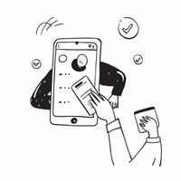 Person Using Mobile Finance App for Retirement Planning concept as A person using a mobile finance app for retirement planning on their smartphone with a plain background providing Cleans vector