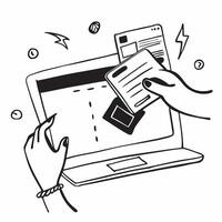 Person Using Digital Banking on Laptop concept as A person using digital banking services on their laptop with a Cleans background providing ample space for text or graphics in Pho Cleans vector